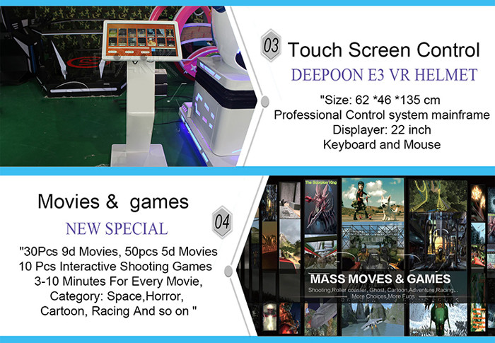 360 ° rotating 9D VR Platform With 1 Seat Virtual Reality Experience Game Machine