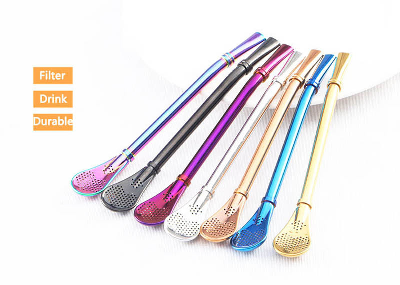 Novelty 304 Stainless Steel Straw / Creative Stainless Steel Coffee Scoop Filter