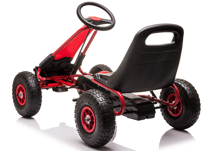 Kids 5-7 Years Red Four-Wheel Pedal Go-Kart Toy with Inflation Wheel Clutch and Brake