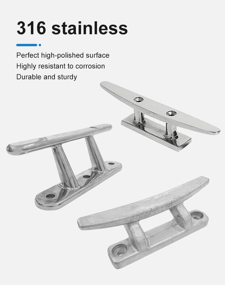 Stainless Steel Boat Silver Color Ship Mooring Cleats Galvanized Casting Iron Mooring Cleat Boat Single Cross Bollard
