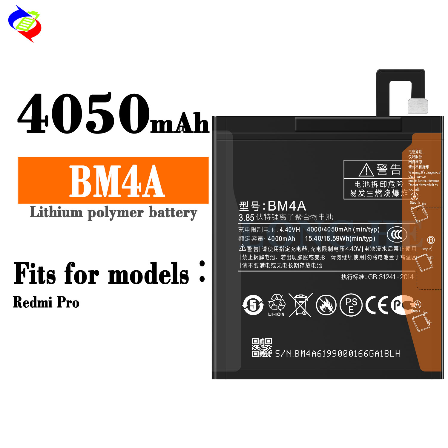 High Capacity 4050mah BM4A Rechargeable Batteries Stock for Xiaomi Redmi Pro Mobile Phone Sales