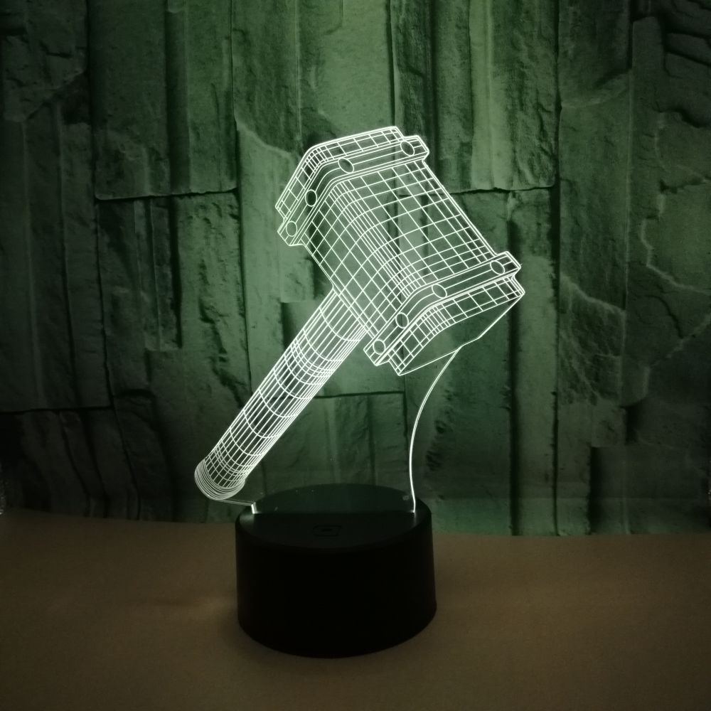 Amazon Hammer custom OEM picture logo 3D led night light movie Quake visual light creative gift table lamp