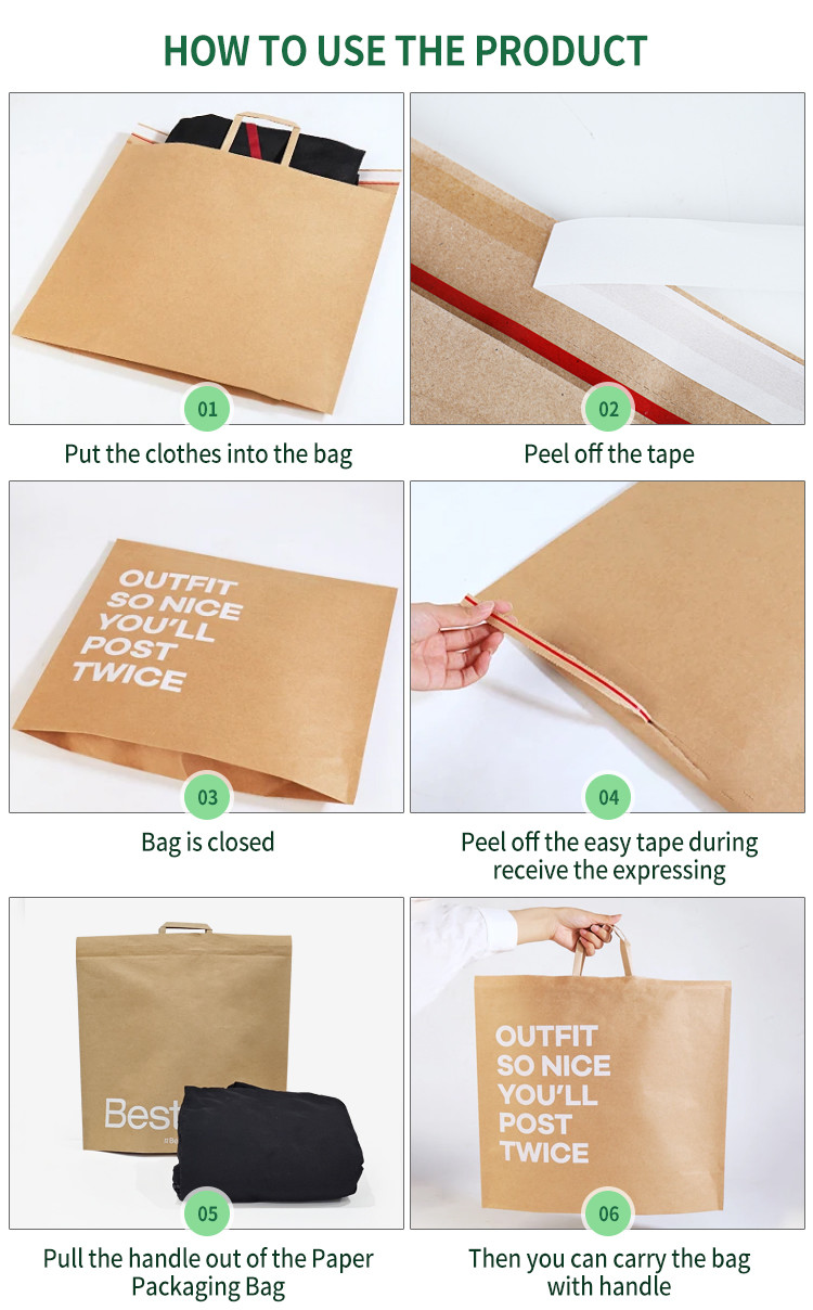 Customizable Biodegradable Kraft Paper Mailing Bags For Clothing