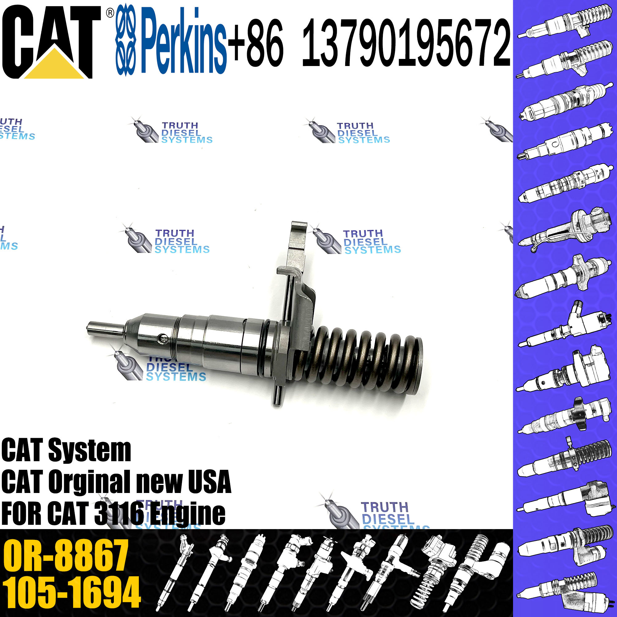 common rail injector 102-7038 140-8413 0R-8867 0R-8473 0R-8467 127-8220 101-4561 for Caterpillar C-A-T 3114 3116