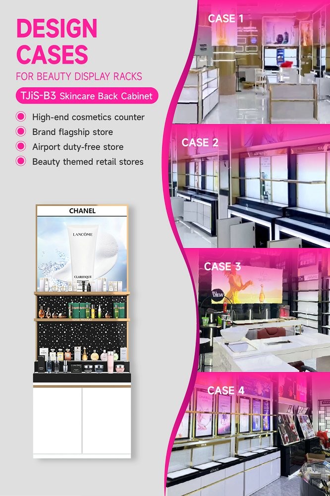 TJiS-B3 9mm Crystal Block Translucent Lighting Skincare Display Cabinet