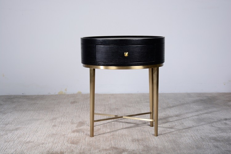 Hot Contemporary Bedside Table Simple Generous Wooden Metal Frame