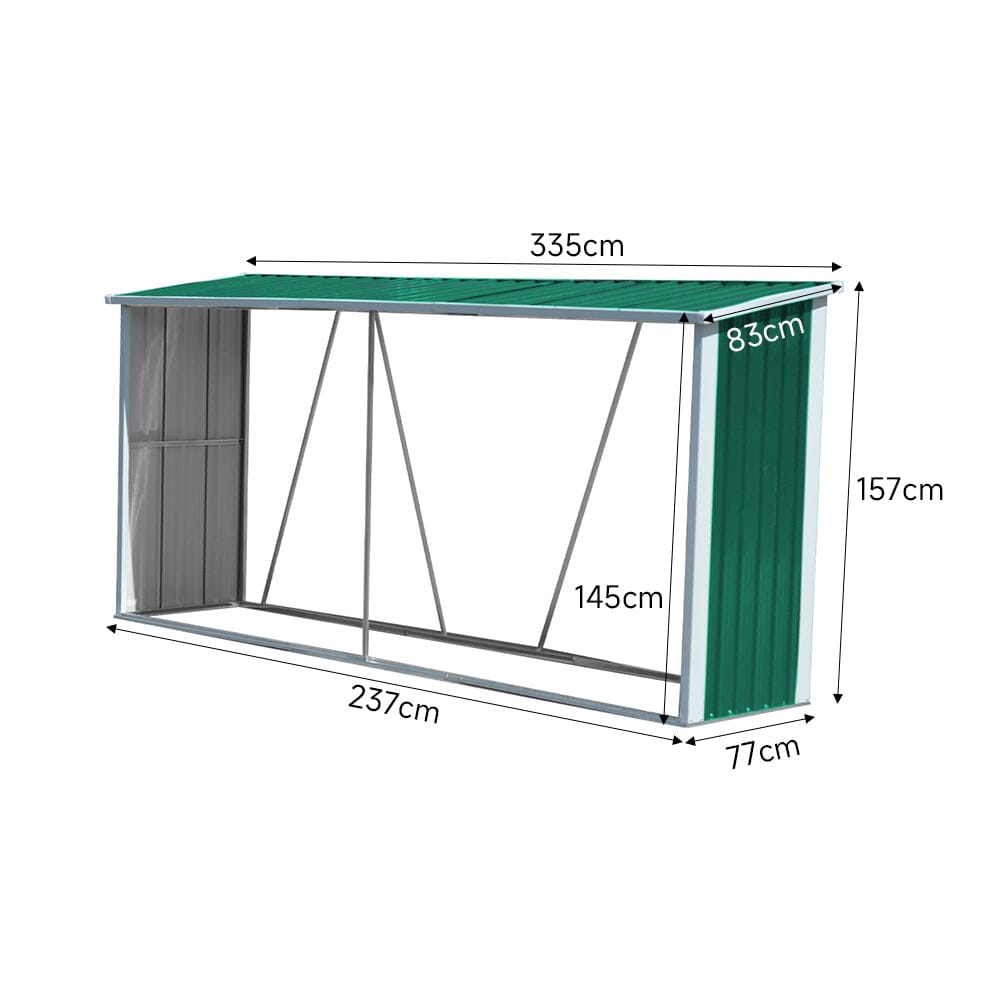 Firewood Log Storage and Garden Tools House AJUNION Large Metal Shed with Rot Proof