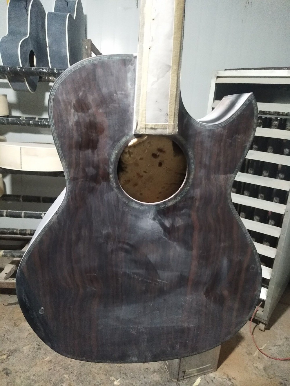 AAAA handmade all Solid ebony wood single cut guitar 14 frets imported wood armrest GA acoustic electric guitar