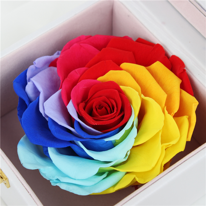 Dark Purple 7-8CM Preserved Rose Gift Box With No Harmful Substances