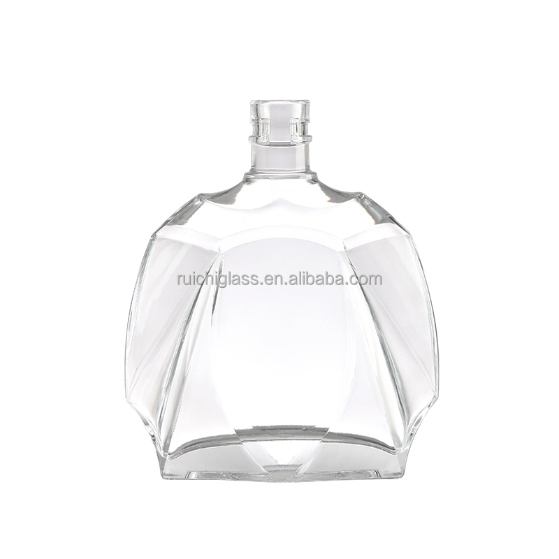 Aluminum Plastic PP Collar 750ml Empty Glass Bottles for Customized XO Brandy