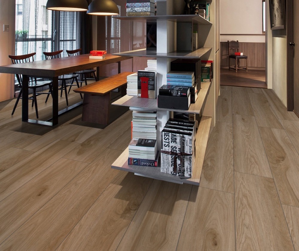 Non-Slip Brown Durable Wooden Porcelain Strips 250x1500mm Floor Tile For Building And Project