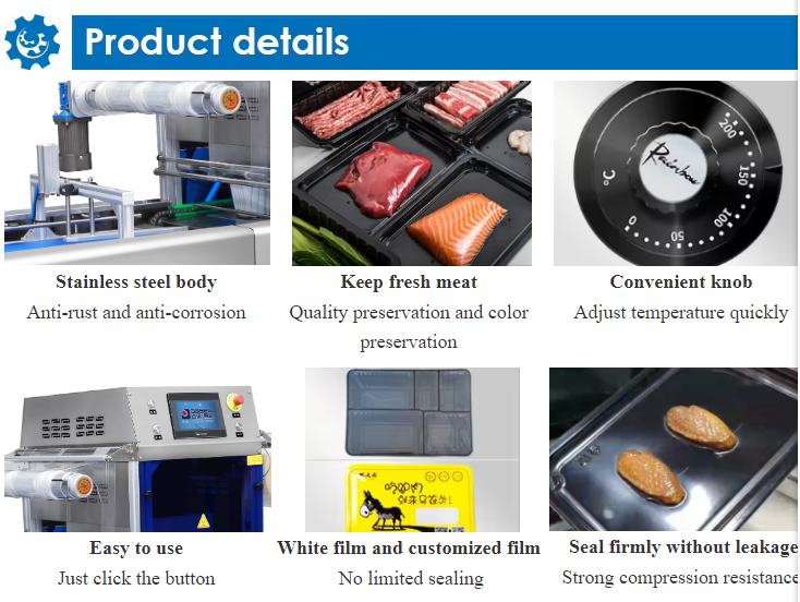Full-Automatic Chain Vacuum Skin packaging Sealing Machine Plastic Food Tray Sealer DQ630AT-V High Quality Tray Sealer