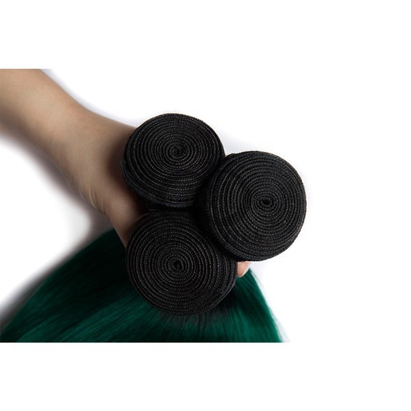 #T1B/Green Straight Remy Human Hair Bundles Sew In Weave Bundles Brazilian Bundle Deals