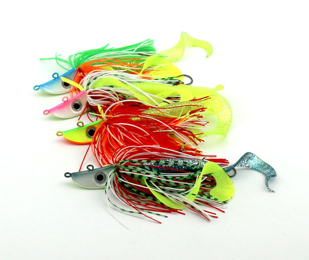 4 pcs/lot Hot Jig Lead Head Hooks with Soft lure Fishing Lures 20 g Lead for Snapper Fishing