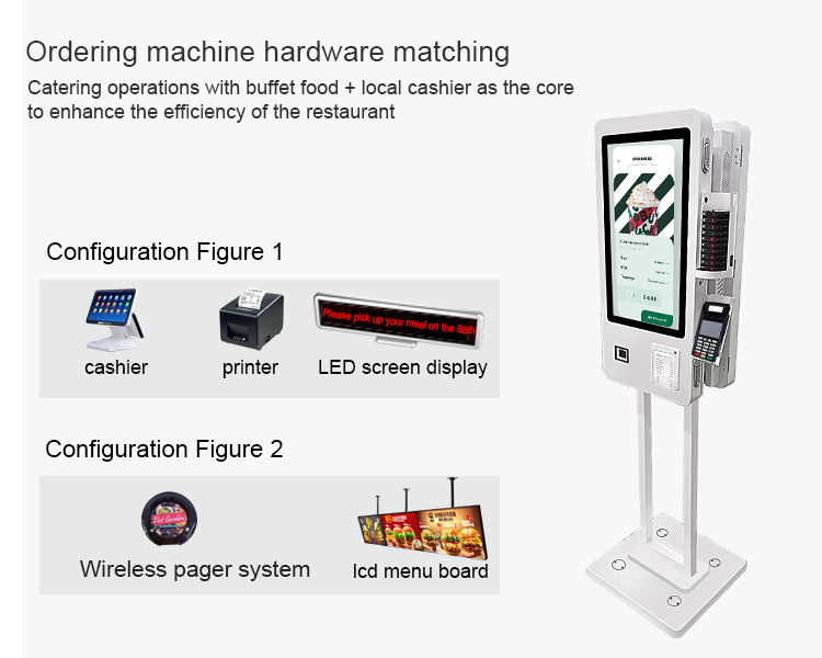 24" Double Sided Terminal Self Service Order Kiosk With POS Bracket