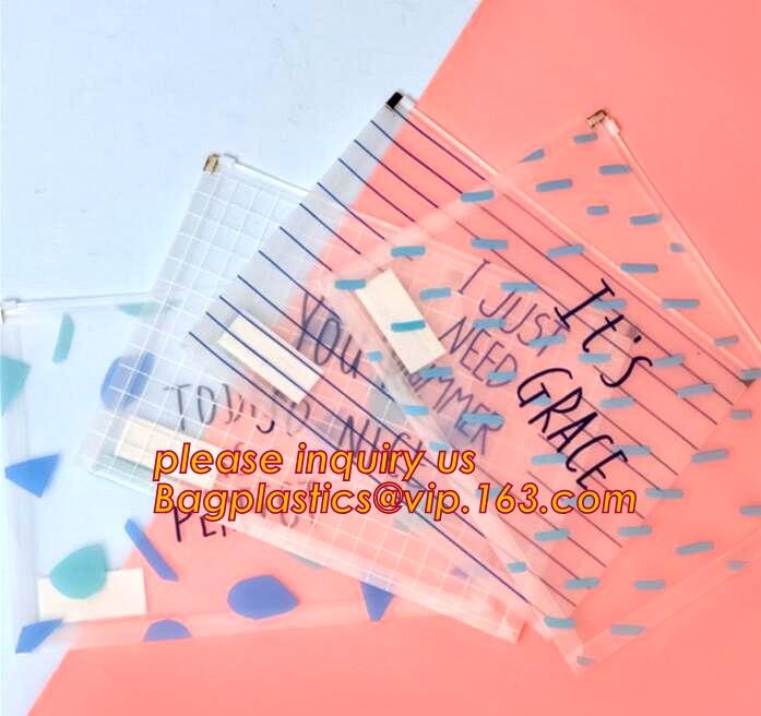 Office School Supply A4/5/6 Plastic PVC Document Bags With Zipper File Folder Stationery Pen Bag For Office School Suppl