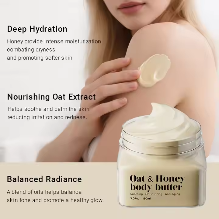 ODM / OEM Private Label Organic Oatmeal & Honey Whipped Body Butter Ultra Hydrating Moisturizing Lotion for Smooth Skin