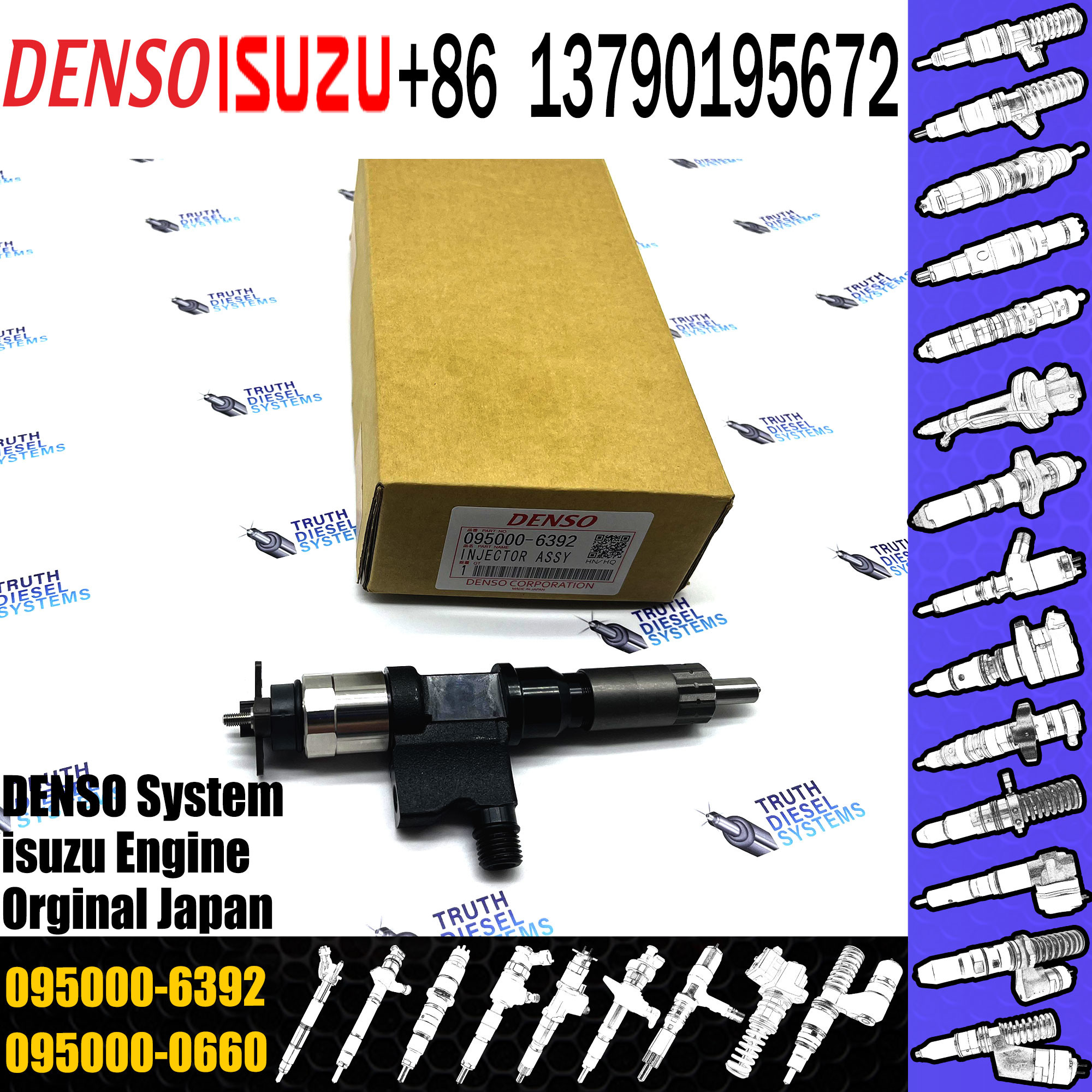 Common Rail Fuel Injector Assembly 095000-6392 095000-6390 095000-6395 095000-6393 8-97609791-2 For ISUZU
