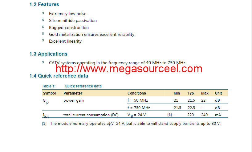 Amplifier Module, 22 Power Gain750 Bandwidth/BGY787 CATV amplifier module