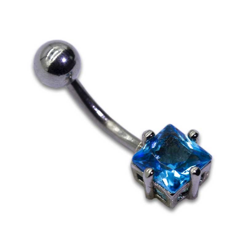 Blue Cubic Zirconia Belly Button Piercings Jewelry 6mm Crystal