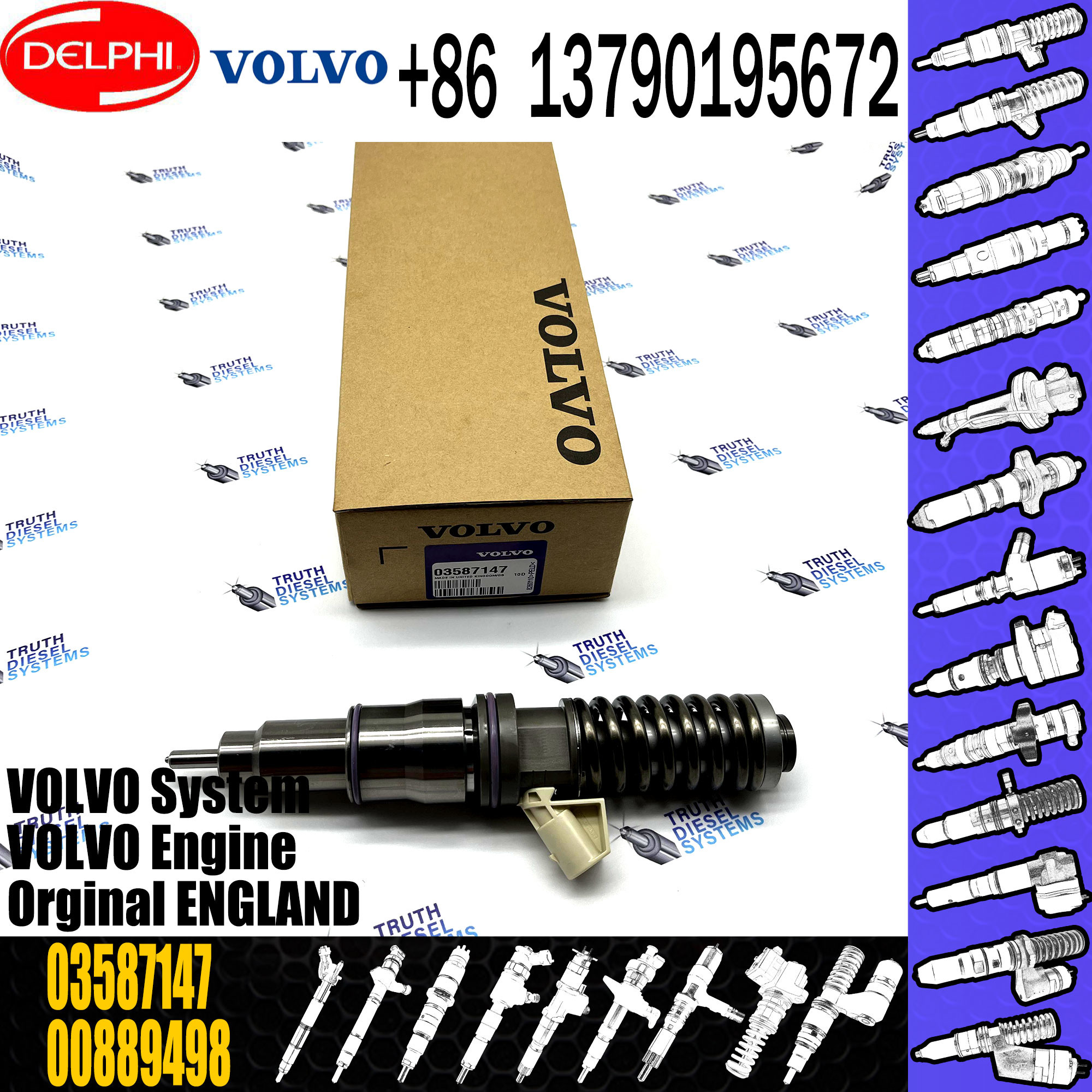 3801440 21586296 3803655 03587147 HRE398 BEBE4C06001 BEBE4C16001 Factory Remanufactured Fuel Injector for VOL Penta D9
