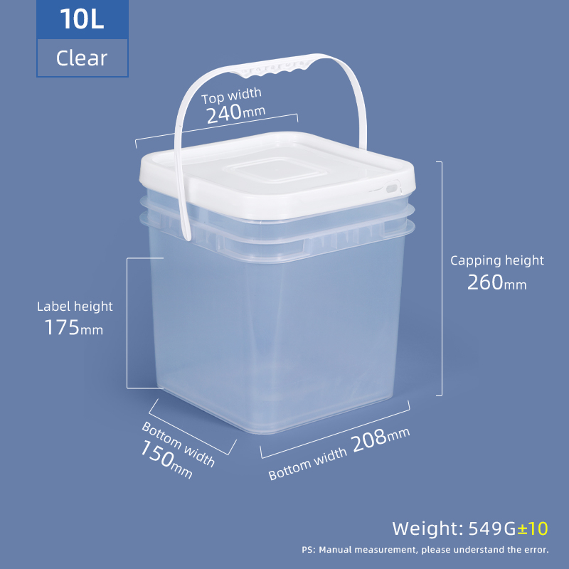 10L Food Grade Square Plastic Paint Bucket for Multi-Purpose in Home and Kitchen Directly