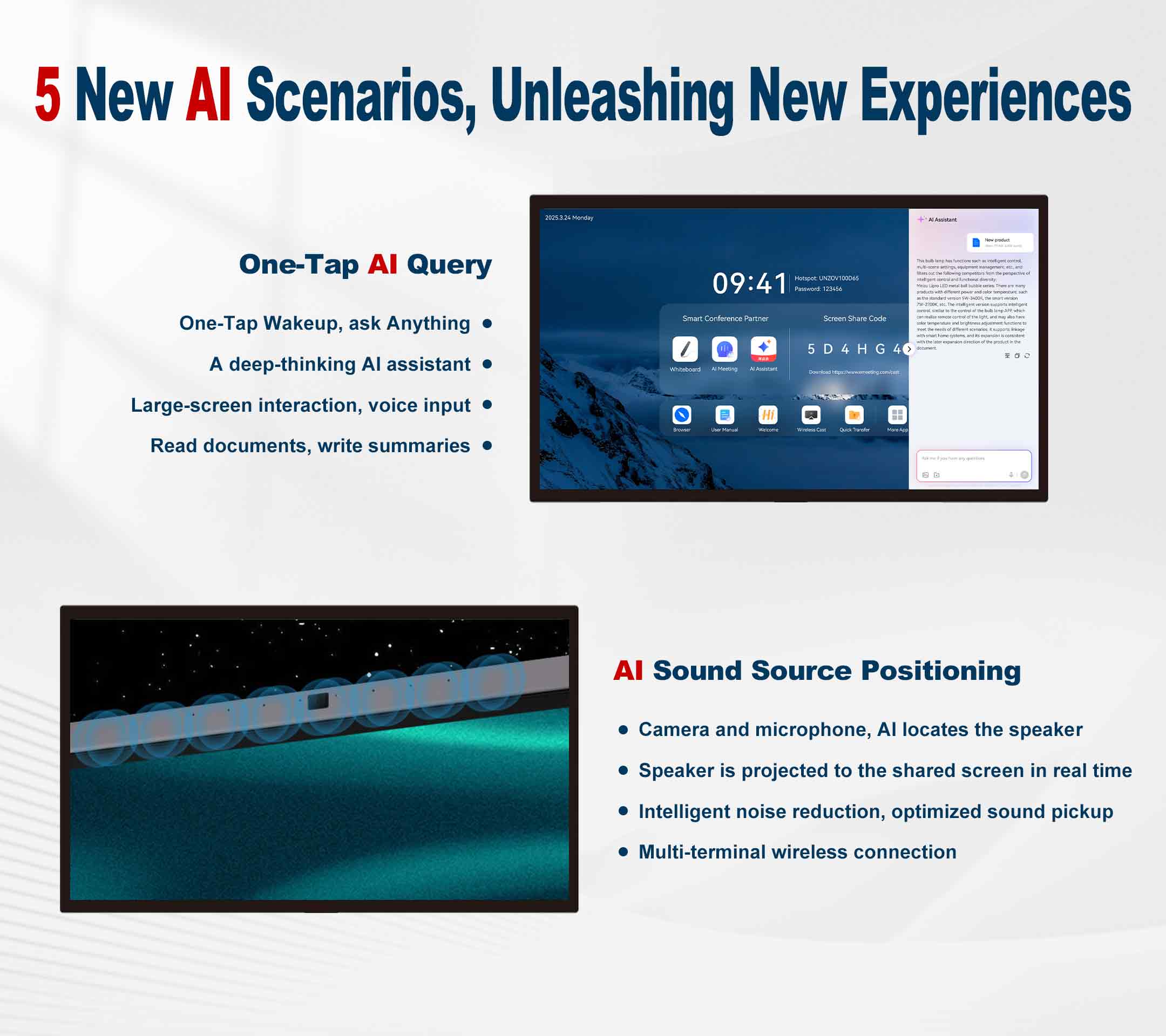 98 inch A type AI LCD Display Interactive Smart Board Anti Glare 4K 20 Point Touch Screen Wall Mounted