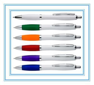 Quality white curvy plastic contour ball pen for gift promotion for sale