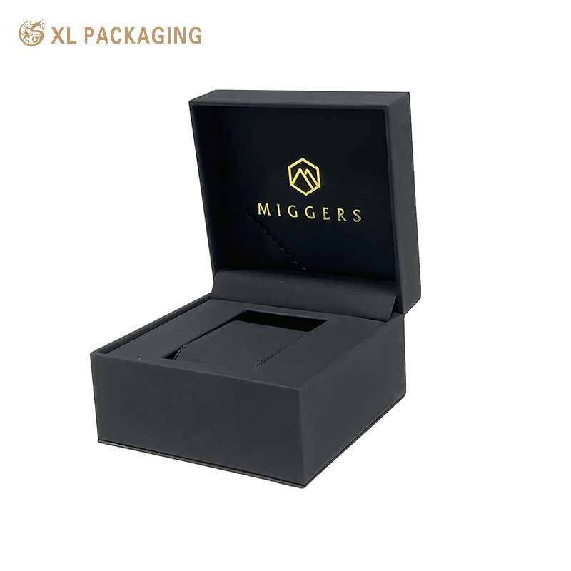 Luxury Custom Logo Black Cardboard Paper Gift Packaging Watch Gift Boxes With Leather