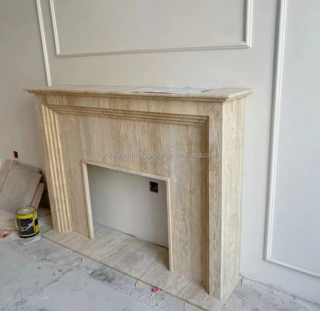 Modern Italian Style Marble Fireplace Mantel Indoor Decorative Stone Fireplace in Granite