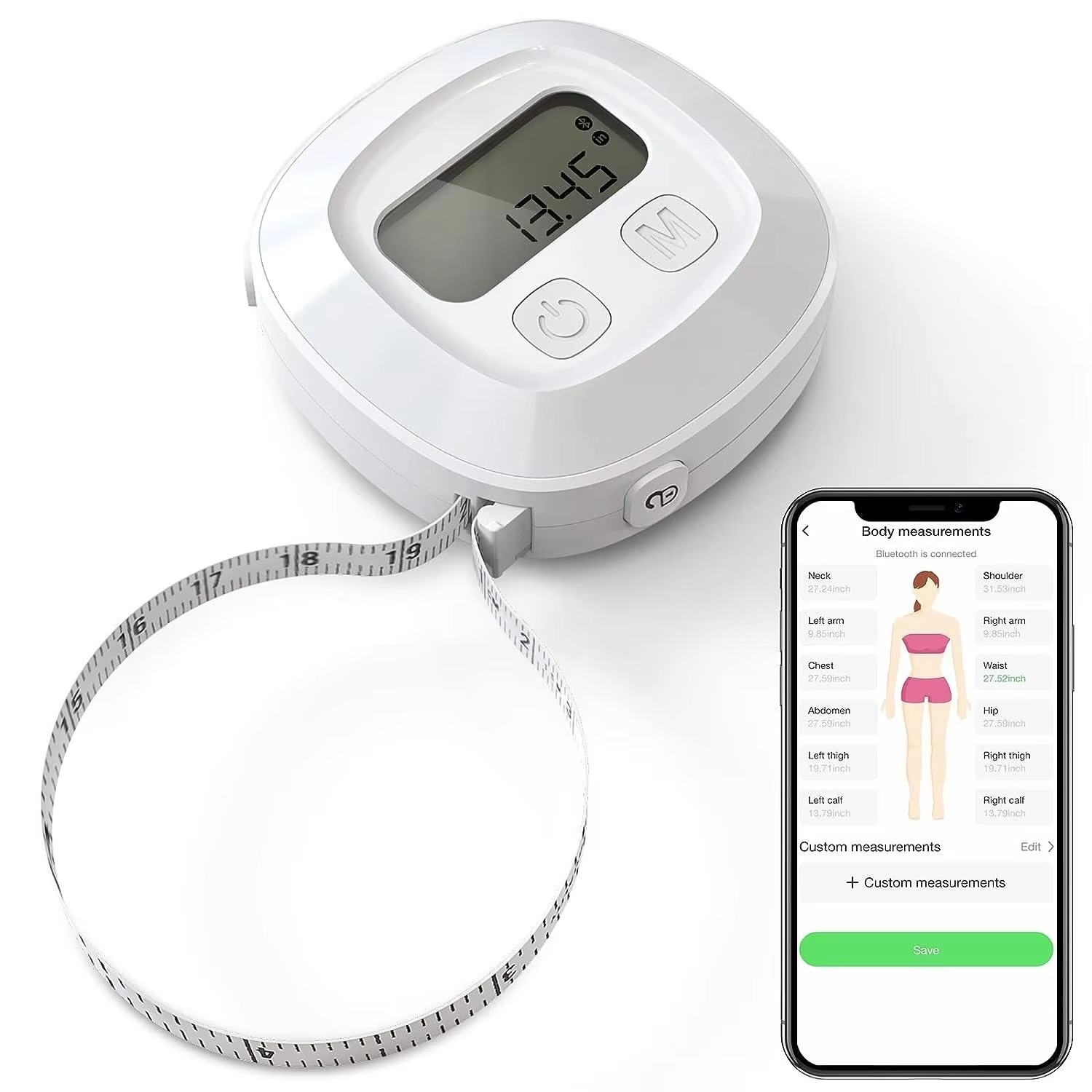 Smart Health Digital Tape Measure Display Readings Automatically Instant App Intelligent Recording Smart Body Measuring