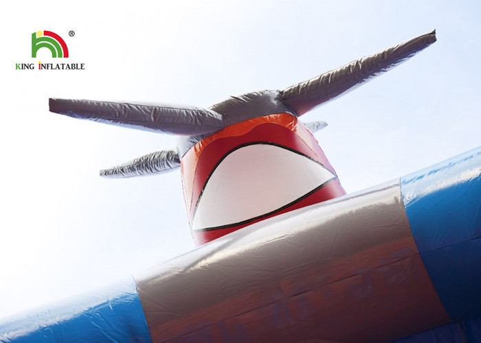 Red Plane Inflatable Jumping Castle With Bouncer Fire Retardant Plato 0.55mm Pvc Tarpaulin