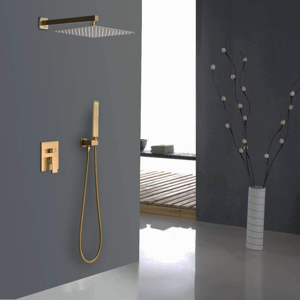 8 Inch 0.6MPA Shower Faucet Set Wall Mounted Brushed Golden Color for bathroom