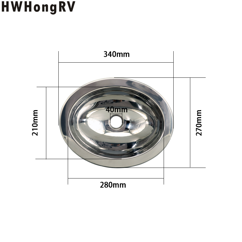 HWhongRV Campervan Public Mobile Toilet Stainless Steel oval Hand Wash campervan Basin Kitchen Sink