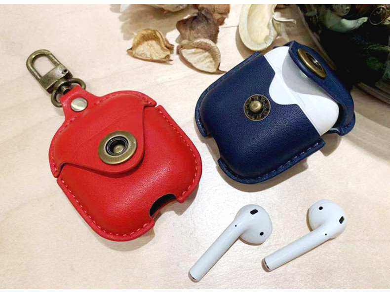 For AirPods 2 & 1 Leather Case Protective Silicone Cover and Skin Compatible with Apple AirPods