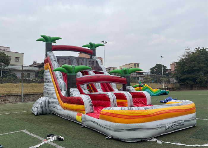 Palm Tree Double Lane 18Oz Inflatable Water Games Slide