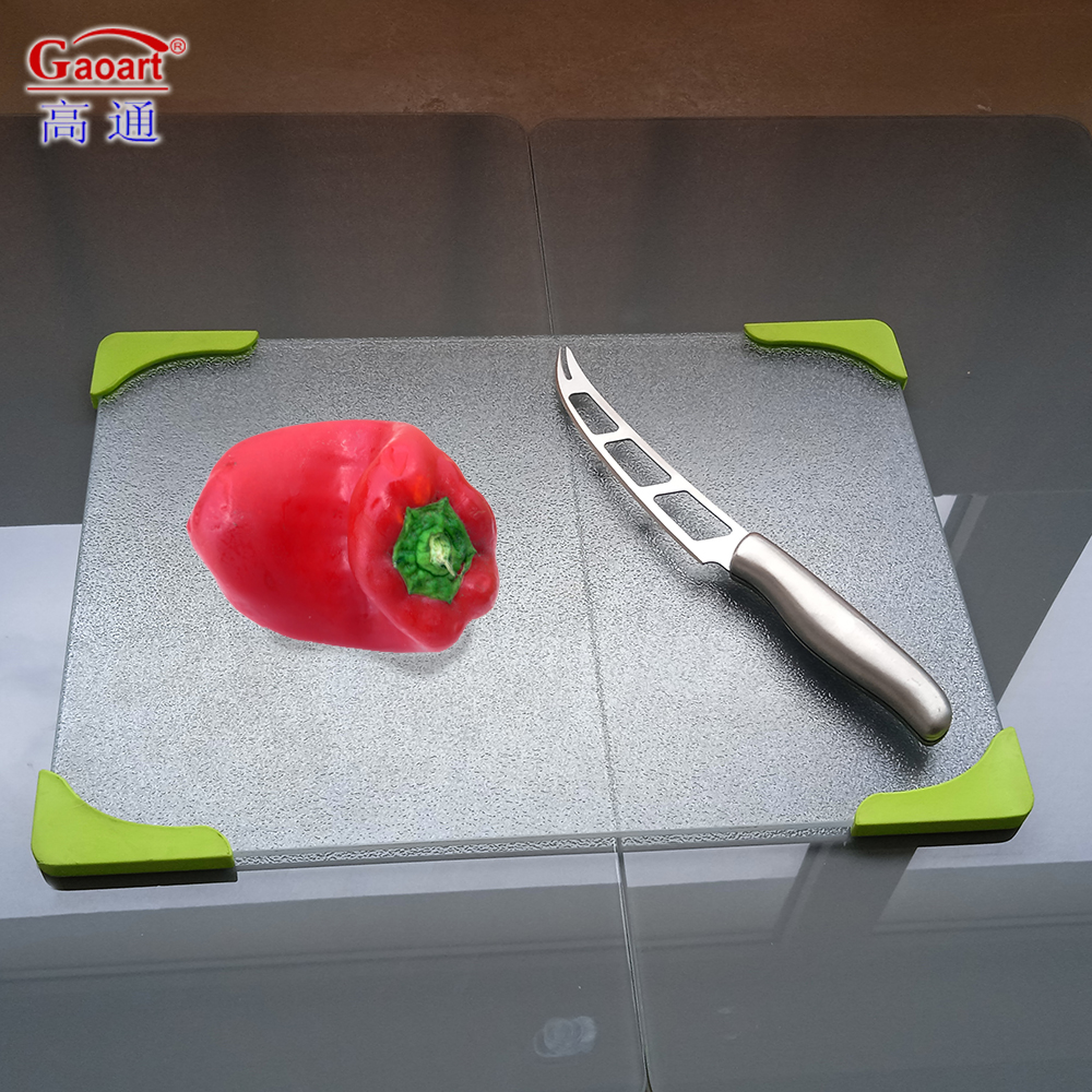 Tempered Glass Cutting Board with Rubber Edged All-Season Kitchen Tool 4pcs Corners