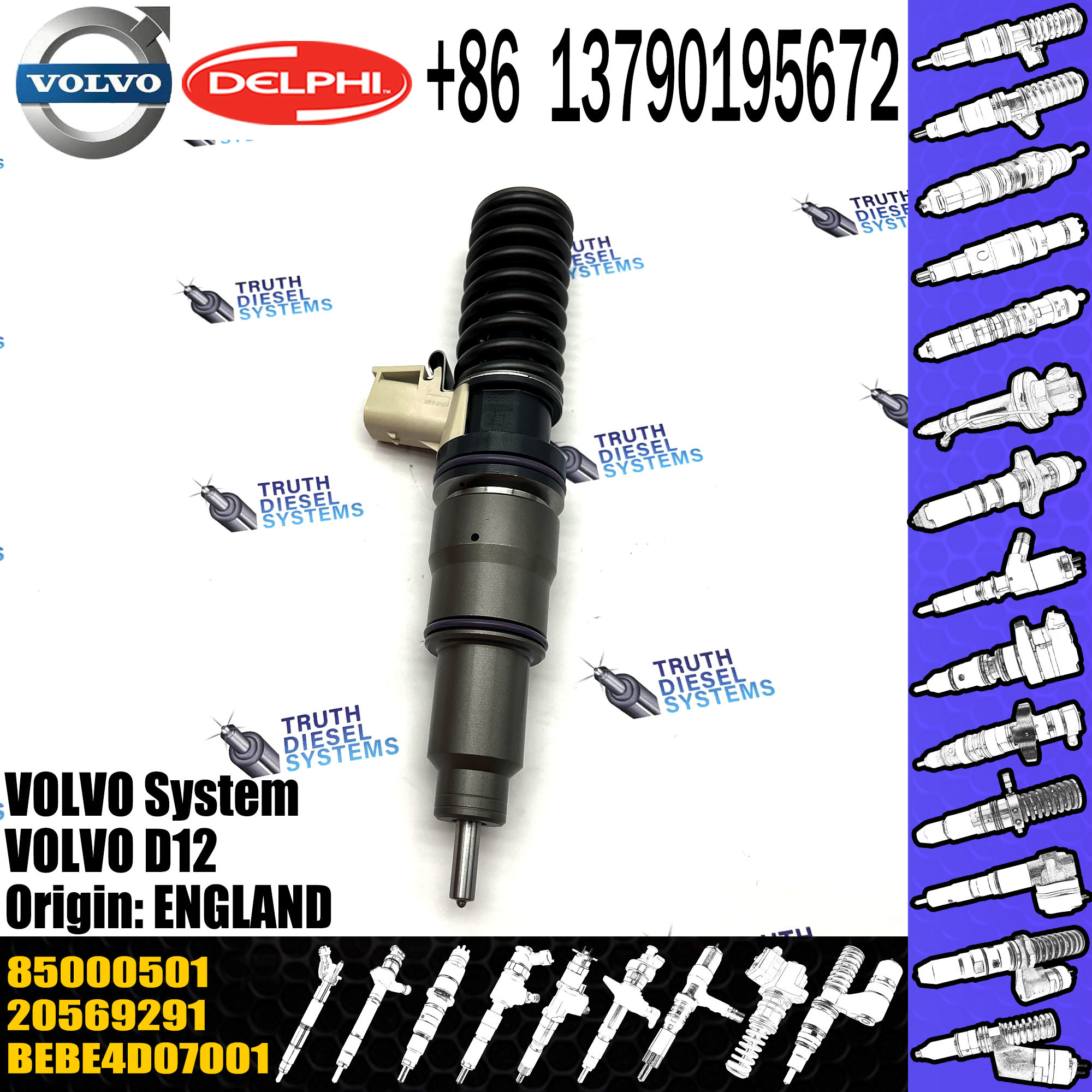 original Diesel Fuel Injector 20569291 BEBE4D07001 BEBE4D28001 BEBE4D39001 85000501 E3.18 for VOL D12 3139