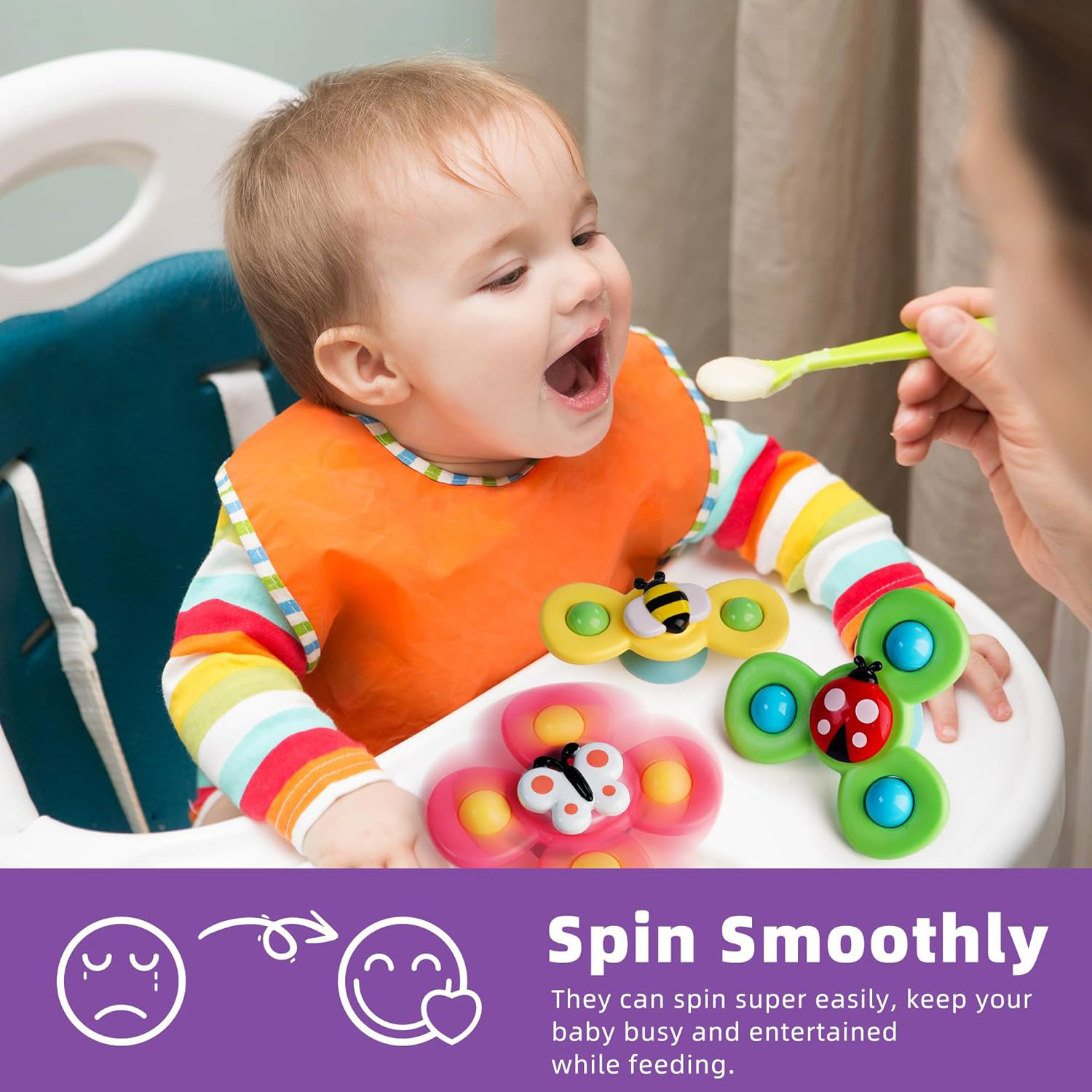 1 Year Old Spinners for Babies 3 Pcs Silicone Suction Cup Sensory Toys Gender Unisex