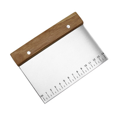Stainless Steel Dough Bench Scraper With Wooden Handle And Measuring Scales