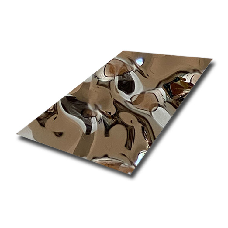 PVD Silver Gray Stainless Steel Water Ripple Metal Sheet 4 X 4mm 4 X 8mm Custom Steel Plate