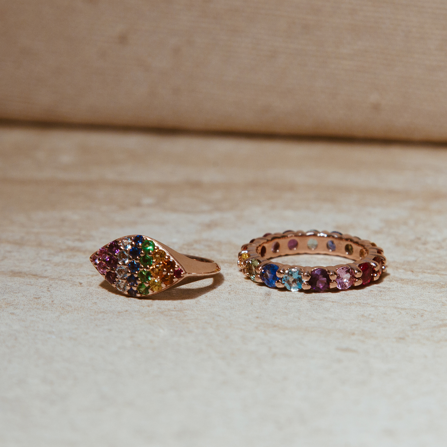 Unique Prong Colorful Cubic Zircon Accessories Women 925 Sterling Silver Eternity Band Ring