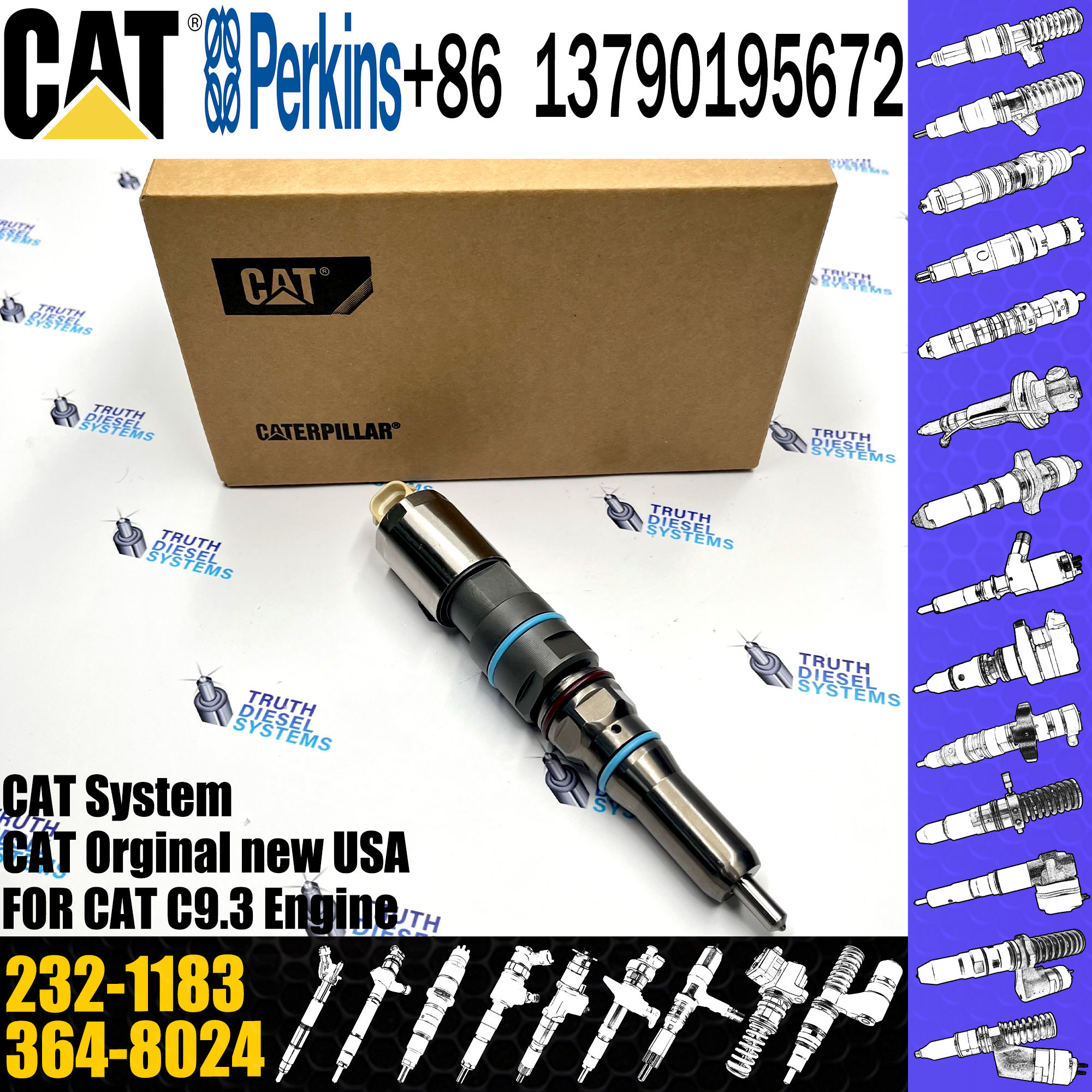 common rail diesel fuel injector 155-1819 324-5467 232-1183 364-8024 for CAT C9.3 Excavator engine