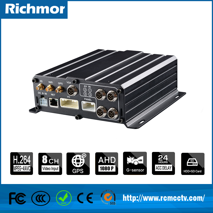 H.264 8ch 1080p Vehicle Mobile MDVR With 256GB SD CARD And 3g 4g Gps Driver Monitoring