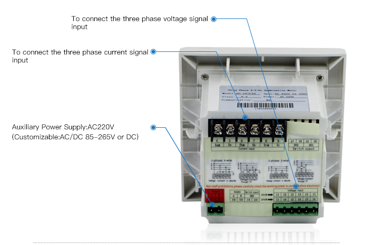 Intelligent Digital Square mini Multi-function monitoring amp volt meter