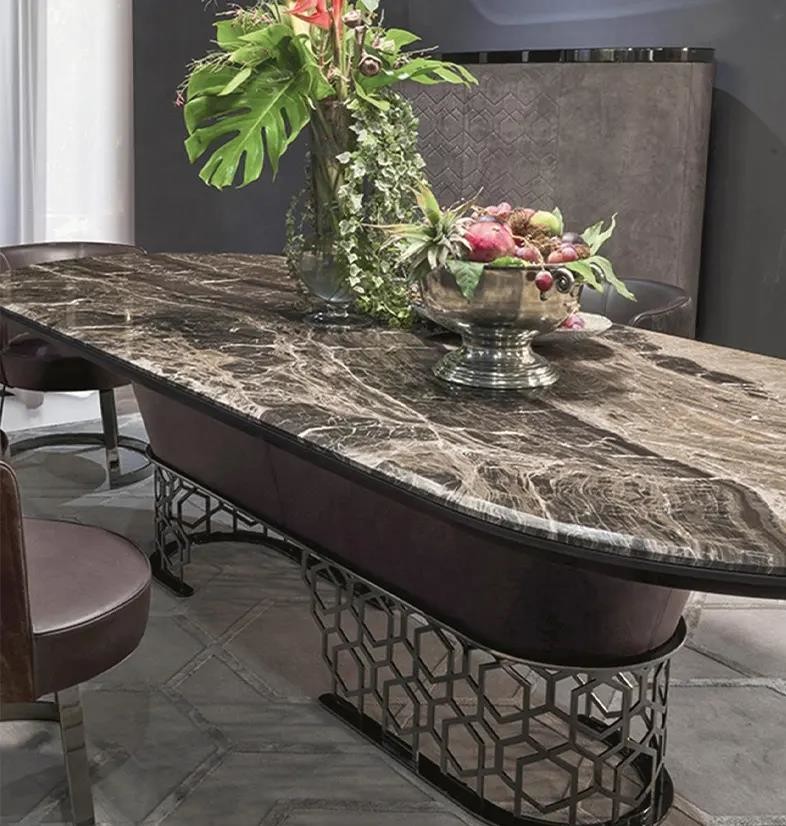 Modern Light Hotel Restaurant Furniture Simple Oval Marble Dining Table