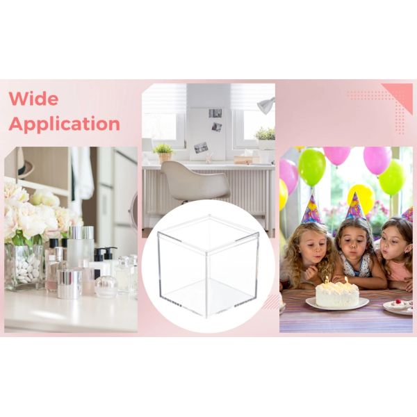 Acrylic Square Cube 4 X 4 X 4 Inches, Small Clear Plastic Display Boxes With Lids, Clear Acrylic Storage Square Cube Boxes, Display Case Container For