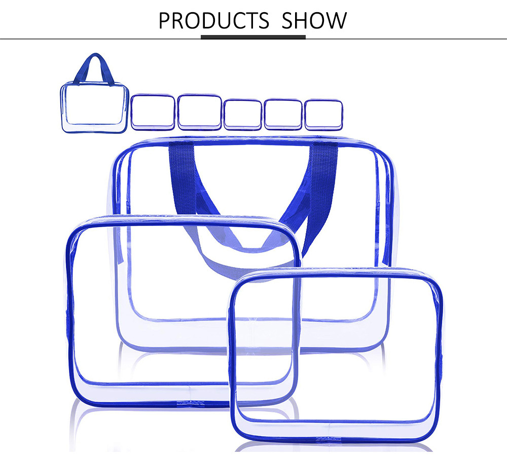 Multifunctional 6pcs Clear PVC Travel Luggage Pouch With Handle