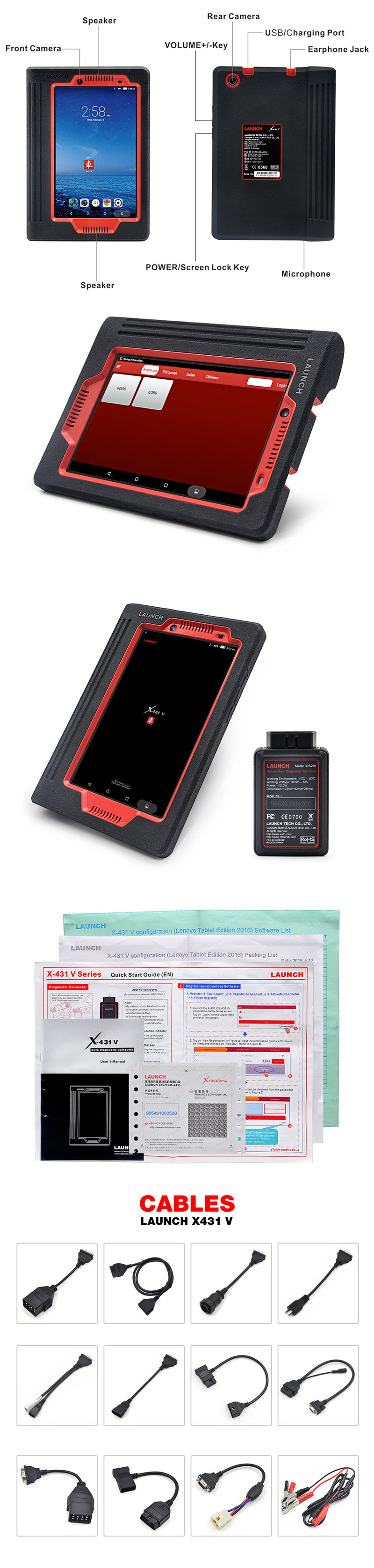 X431 V 8 inch global version LAUNCH X431 V 8 inch global version full ECU system diagnostic scanner x-431 V Bluetooth/Wi