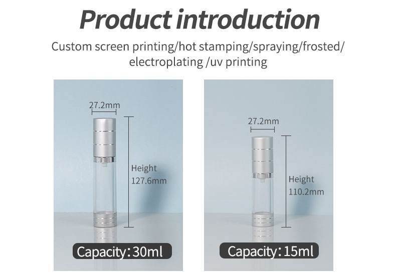 Collar Material PP 15ml 30ml 50ml Luxury Design AS Material Round Shape Lotion Serum Cream Refillable Airless Bottle